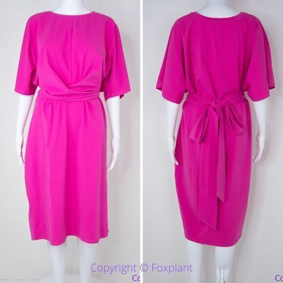 NEW Eloquii Pink Cross Front Flutter‎ Sleeve Dress, size 18 - Picture 3 of 15